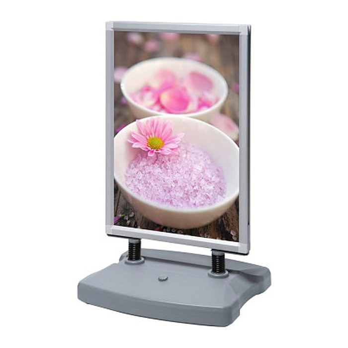 Showdown® Displays Kundenstopper Windtalker silber DIN A1 2 Fächer 67,0 x 59,0 x 112,3 cm, 1 St.