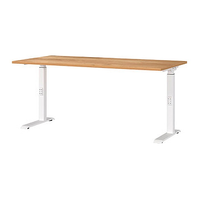 GERMANIA DOWNEY höhenverstellbarer Schreibtisch navarra-eiche rechteckig, C-Fuß-Gestell weiß 160,0 x 80,0 cm