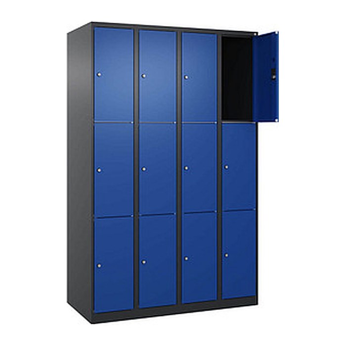 CP Schließfachschrank Classic Plus enzianblau, schwarzgrau 080000-403 S10033, 12 Schließfächer 120,0 x 50,0 x 185,0 cm