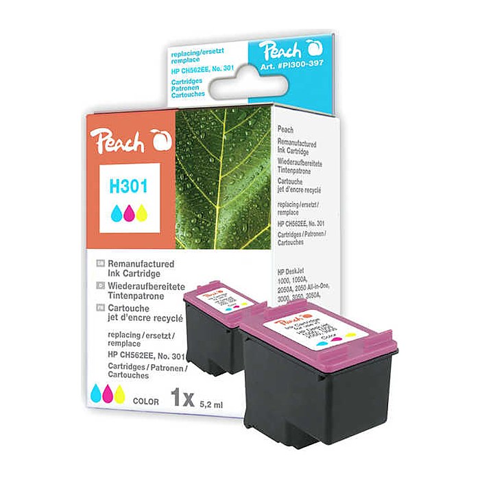 Peach Patrone HP Nr.301 (CH562EE) color no ink level chip remanufactured