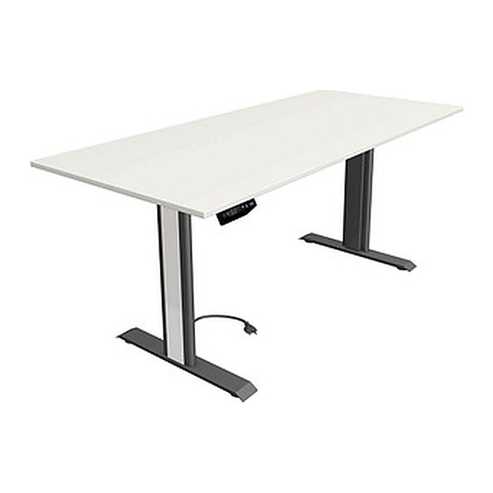 Kerkmann Move 1 advance elektrisch höhenverstellbarer Schreibtisch weiß rechteckig, T-Fuß-Gestell grau 180,0 x 80,0 cm