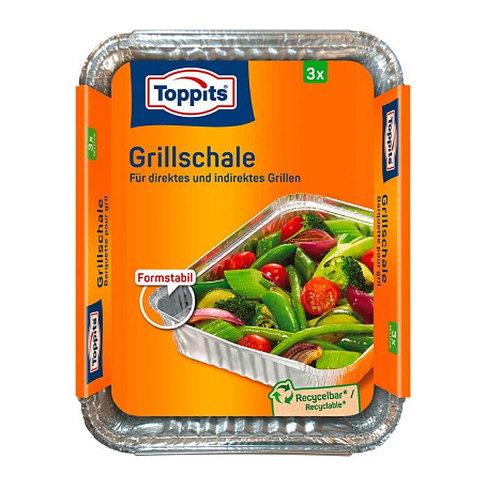Toppits Aluschalen Grillschale silber 17,0 x 22,0 cm, 3 St.