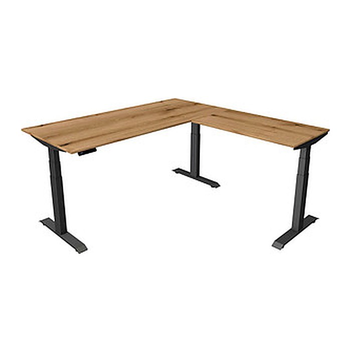 Kerkmann Move 4 elektrisch höhenverstellbarer Schreibtisch eiche rechteckig, T-Fuß-Gestell grau 180,0 x 180,0 cm