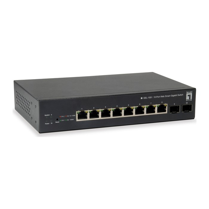 LevelOne PoE+Switch 8xGE PoE/2xSFP 70W WebSmart managed
