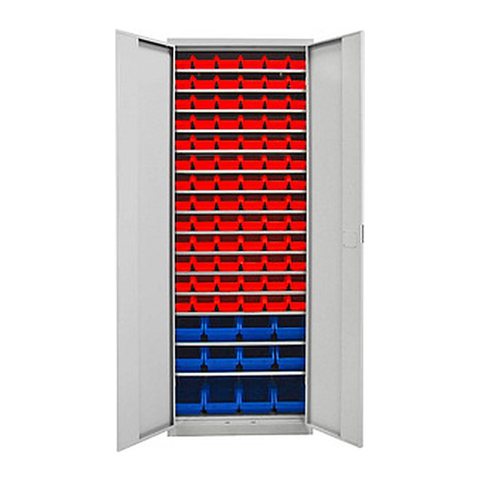 ADB Stahlschrank 40833 lichtgrau 15 Fachböden 71,0 x 30,0 x 195,0 cm, aufgebaut, 1 St.