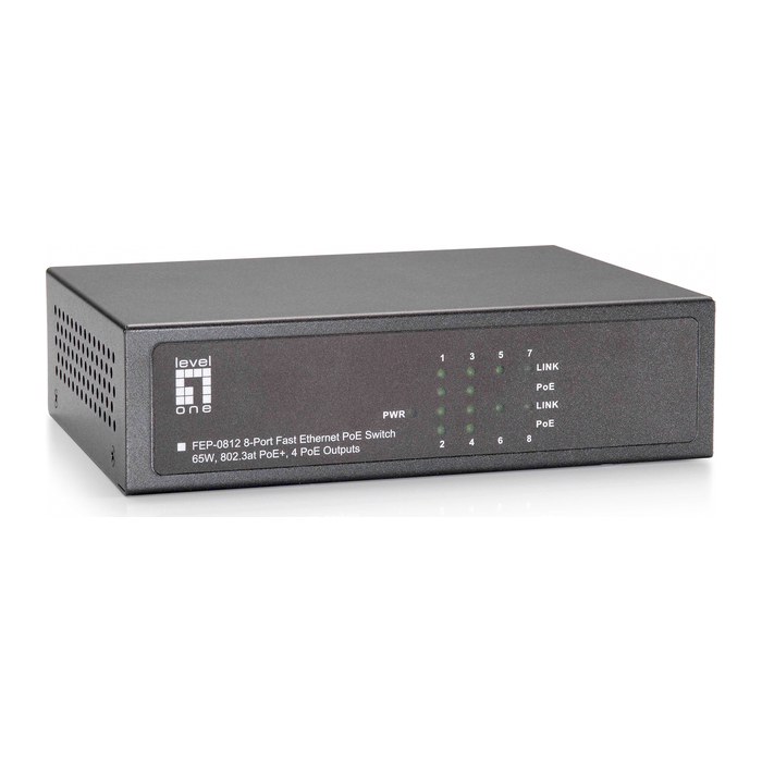 LevelOne PoE+Switch 4xFE PoE/4xFE 65W Metall