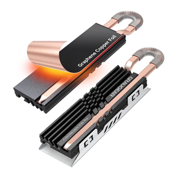 GRAUGEAR Heatpipe Kühlkörper SSD M.2 NVMe 2280 Graphen-Kupfe