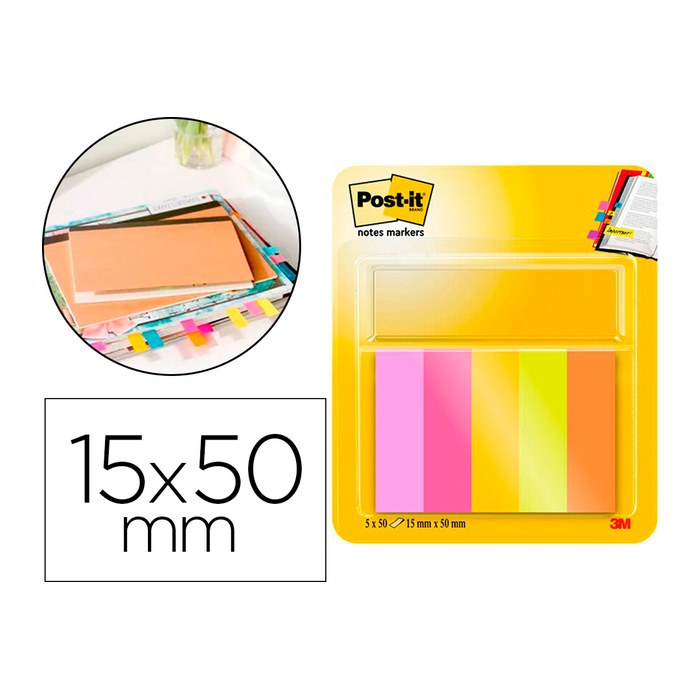 Post-it® Page Marker Energetic Haftmarker farbsortiert 5x 50 Streifen