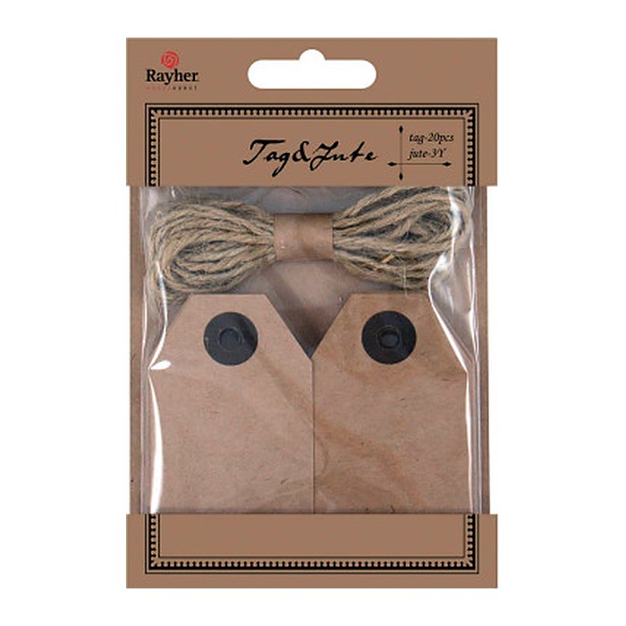 Rayher Geschenkanhänger braun Tags and Jute, 20 St.