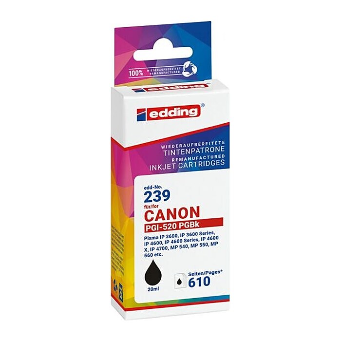 edding EDD-239 schwarz Druckerpatrone kompatibel zu Canon PGI-520 BK