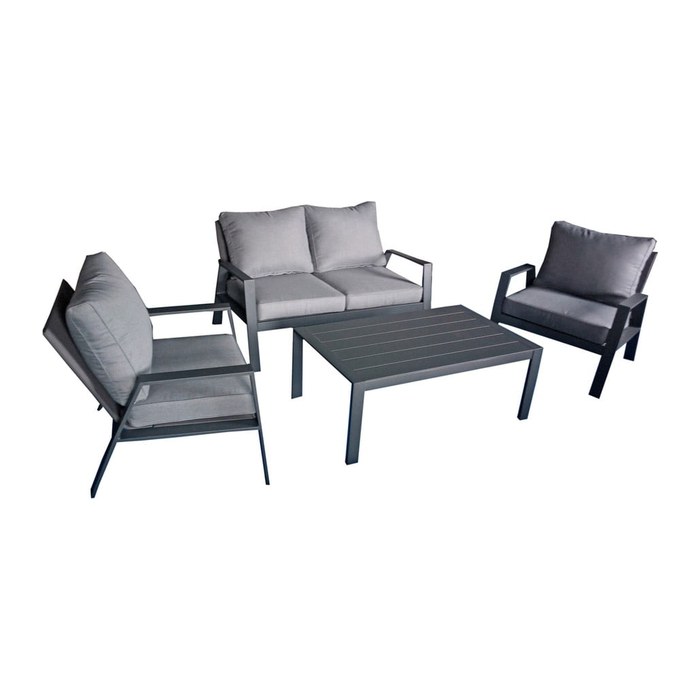 Garden Pleasure Sitzgruppe VICTORIA dunkelgrau, anthrazit Kunststoff, Metall, 12-teilig