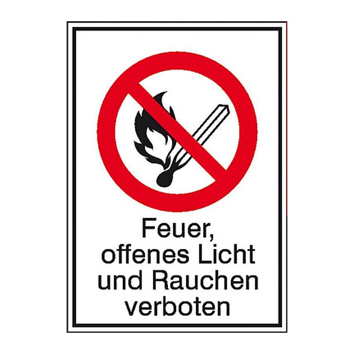 SafetyMarking® Verbotsaufkleber "Feuer, offenes Licht und Rauchen verboten" rechteckig 13,1 x 18,5 cm, 1 St.