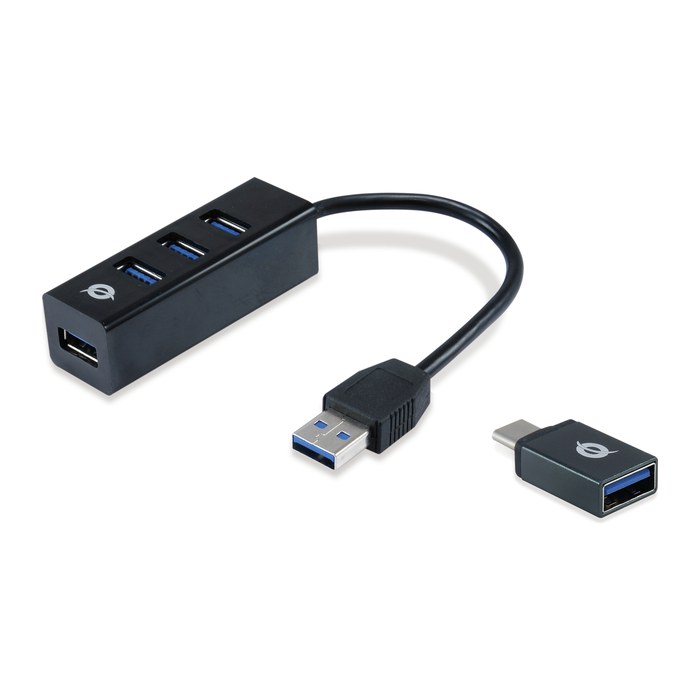 CONCEPTRONIC 4-Port Hub USB-A3.0/-C Adap.->4xA3.0 o.Netz. sw