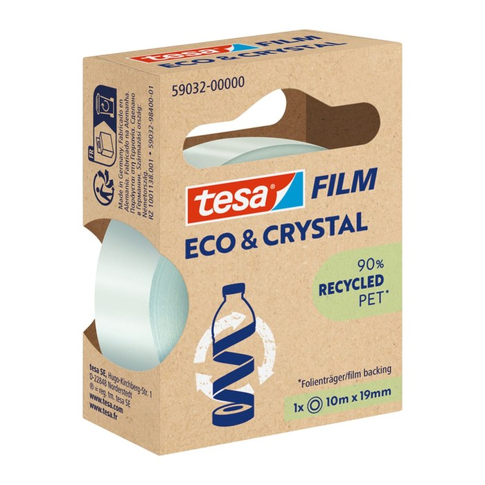 tesa ECO & CRYSTAL 59032 Klebefilm transparent 19,0 mm x 10,0 m 1 Rolle