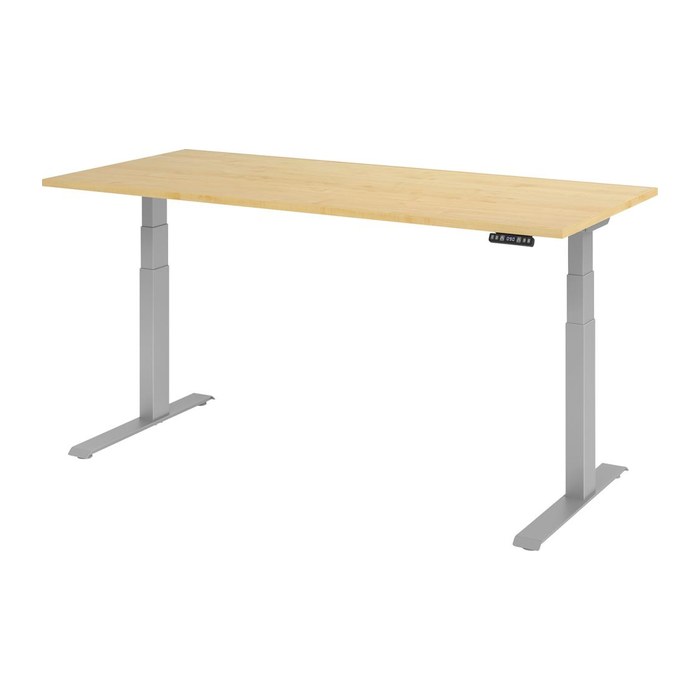 HAMMERBACHER XDKB19 elektrisch höhenverstellbarer Schreibtisch ahorn rechteckig, C-Fuß-Gestell silber 180,0 x 80,0 cm