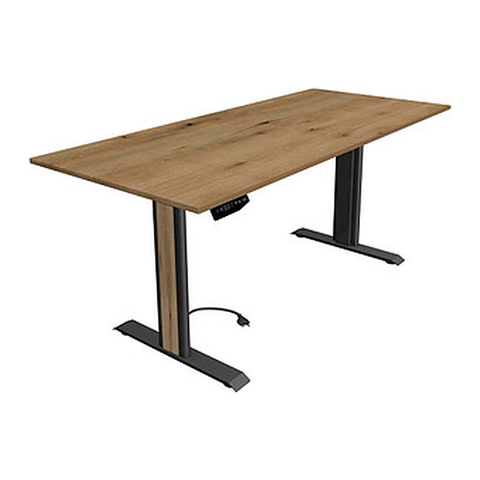 Kerkmann Move 1 advance elektrisch höhenverstellbarer Schreibtisch eiche rechteckig, T-Fuß-Gestell grau 180,0 x 80,0 cm