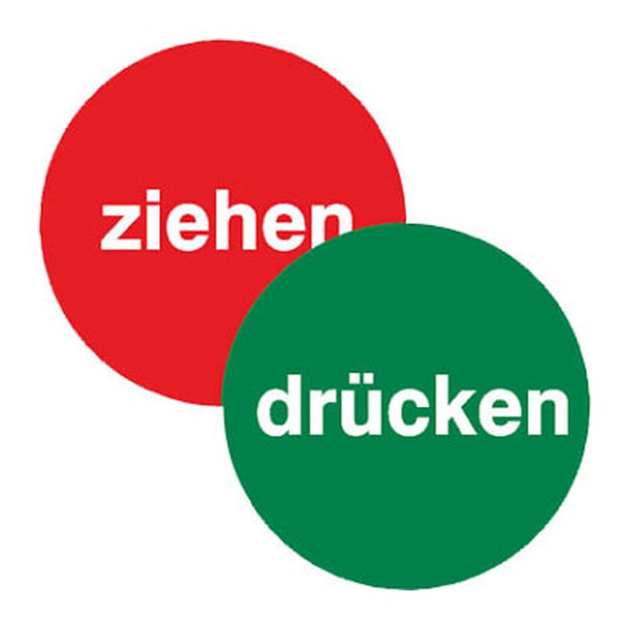 SafetyMarking® Hinweisaufkleber "Drücken + Ziehen" rund 10,0 cm, 1 St.