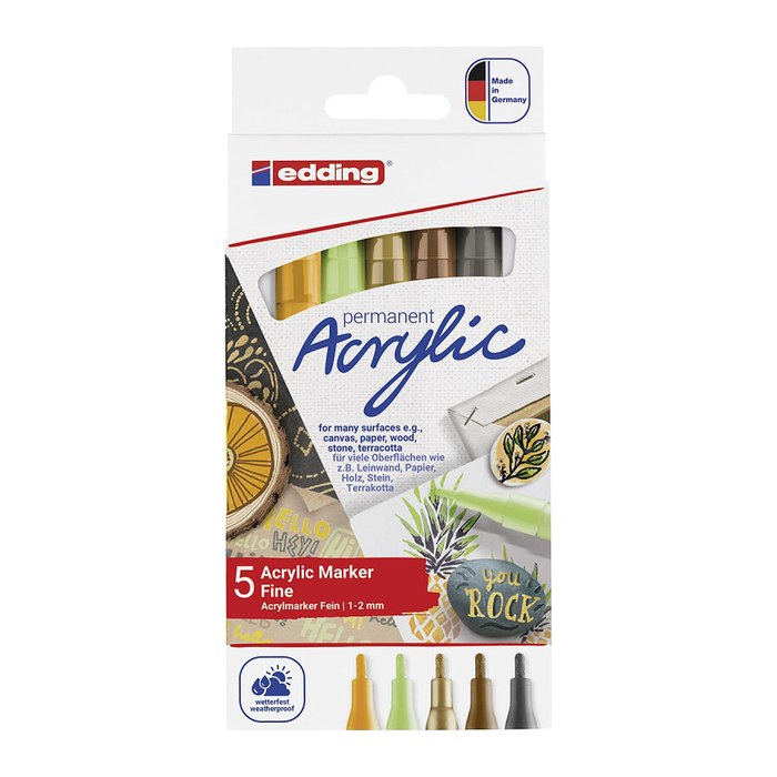 edding 5300 Acrylstifte-Set farbsortiert 1,0 - 2,0 mm, 5 St.