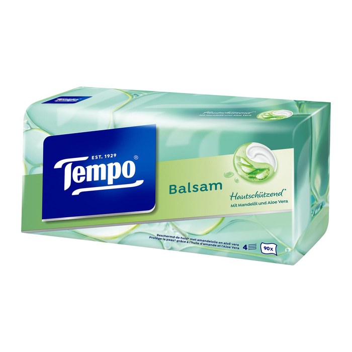Tempo Taschentücherbox Balsam 4-lagig weiß, 90 Tücher