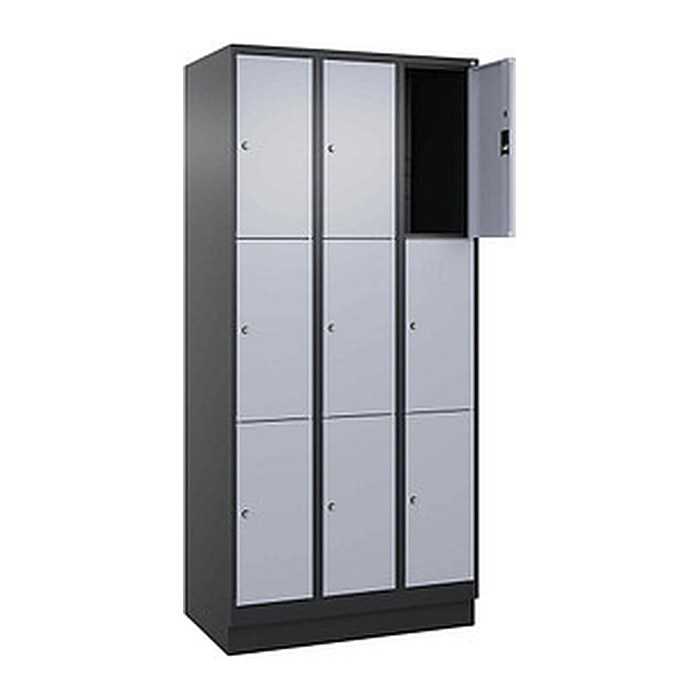 CP Schließfachschrank Classic PLUS schwarzgrau, weißaluminium 080020-303 S10013, 9 Schließfächer 90,0 x 50,0 x 195,0 cm