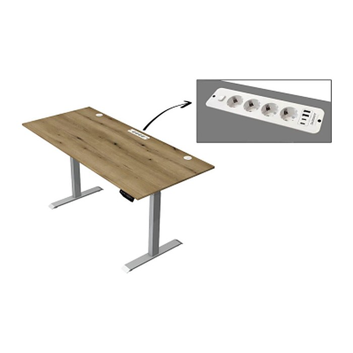 Kerkmann Move 1 plus elektrisch höhenverstellbarer Schreibtisch eiche rechteckig, T-Fuß-Gestell grau 180,0 x 80,0 cm