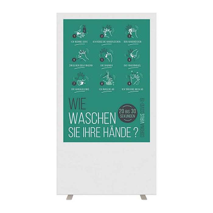PAPERFLOW Trennwand easyScreen, Hände-Waschen weiß 94,0 x 174,0 cm, 1 St.
