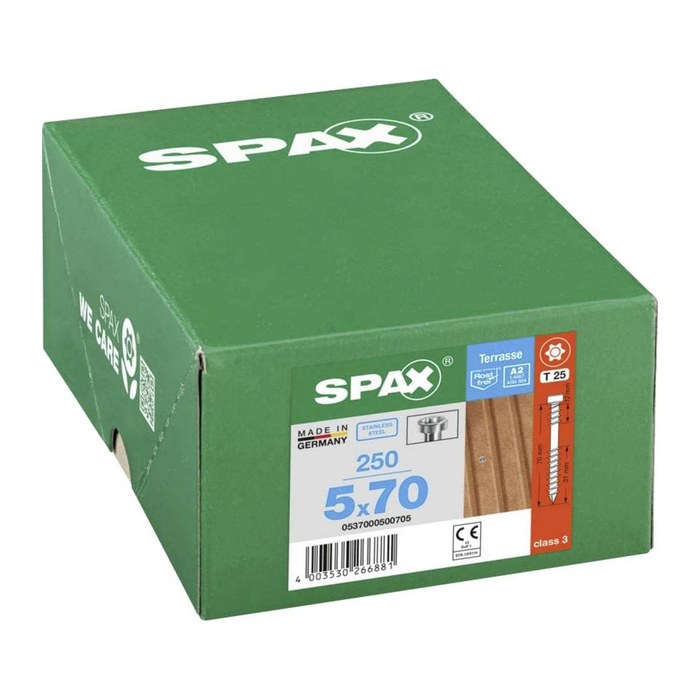SPAX® Terrassenschrauben T25 Zylinderkopf Edelstahl A2 0537000500705 5 mm x 70 mm, 250 St.