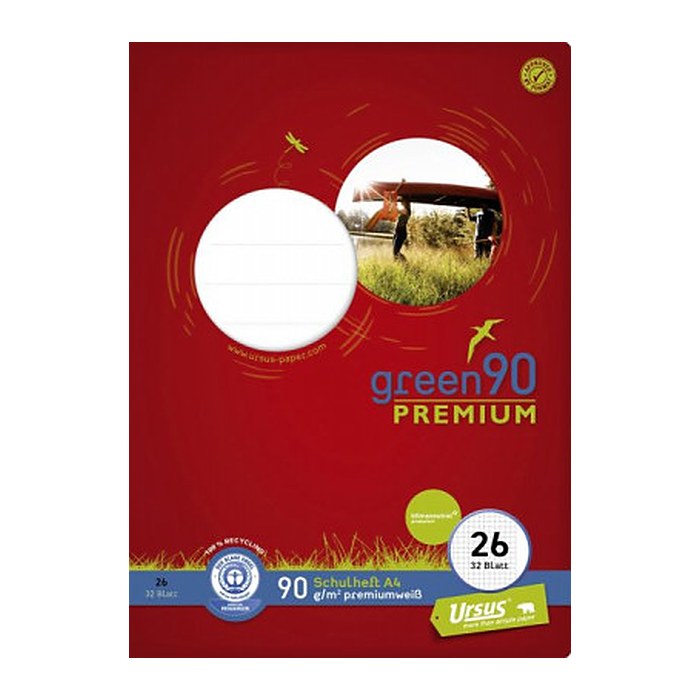 Staufen® Schulheft green Lineatur 26 kariert DIN A4 Außenrand, 32 Blatt, 1 St.