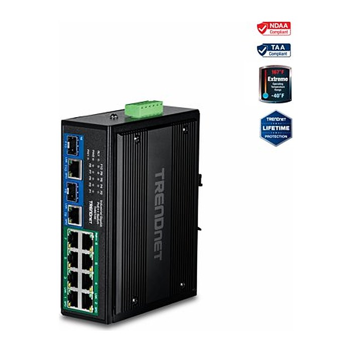 TRENDnet Industrial Switch 10-Port Gbit PoE++ 400W DIN-Rail