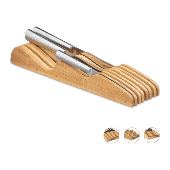 relaxdays XL Messer-Schubladeneinsatz braun 1 St.