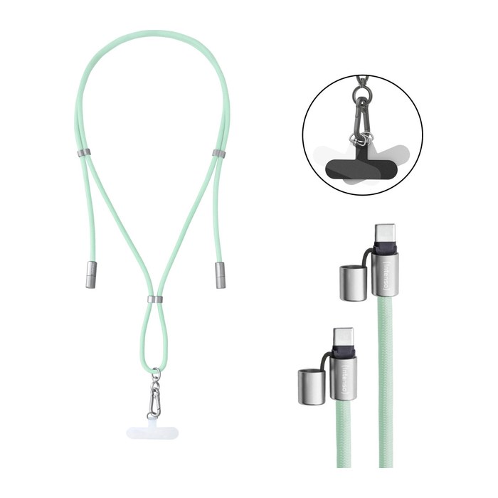 Intenso Charging Lanyard Handykette Ladekabel grün, Kabellänge: 1,65 m, 60 Watt