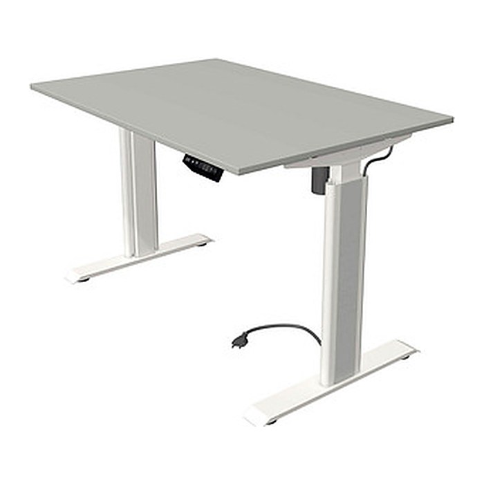 Kerkmann Move 1 advance elektrisch höhenverstellbarer Schreibtisch lichtgrau rechteckig, T-Fuß-Gestell weiß 120,0 x 80,0 cm