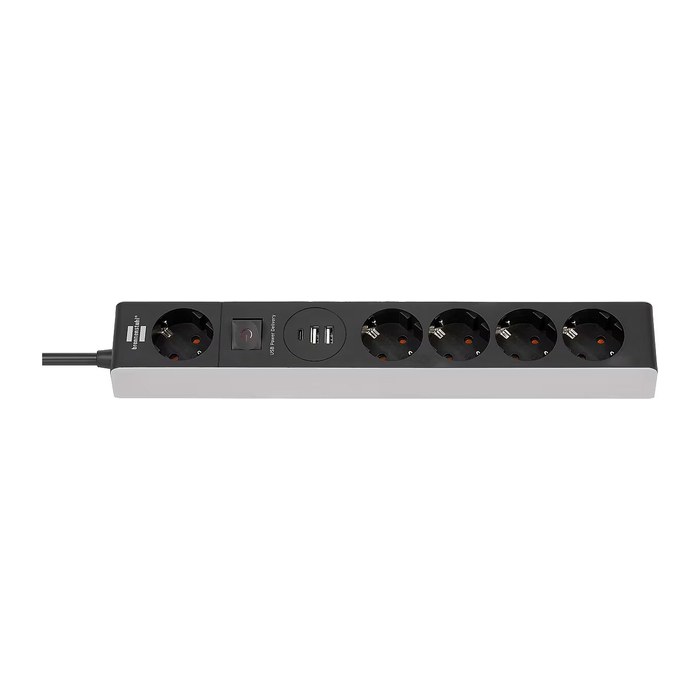 brennenstuhl USB C Power Delivery 5-fach Steckdosenleiste mit Schalter 1,5 m schwarz mit USB-Buchse
