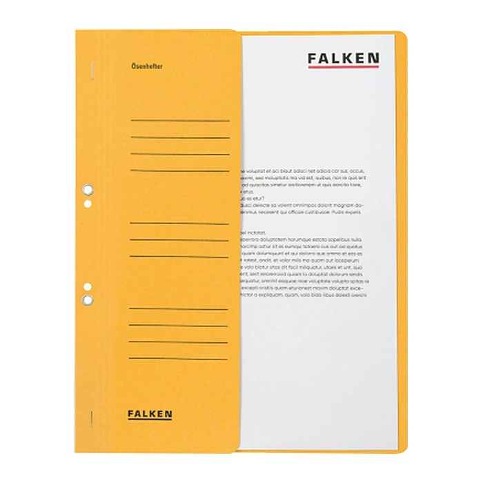 FALKEN Ösenhefter Karton gelb DIN A4, halber Deckel, 50 St.