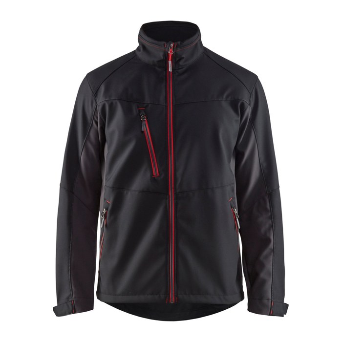 BLAKLÄDER® unisex Softshelljacke 4950 schwarz, rot Größe M
