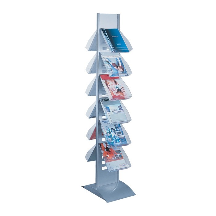Kerkmann Prospektständer ohne Fächer tec art silber DIN A4, 1/3 DIN A4 31,0 x 42,0 x 167,0 cm, 1 St.