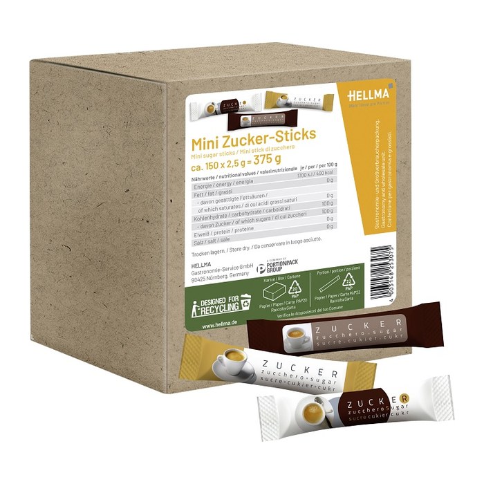 HELLMA Mini Zuckersticks, 150x 2,5 g