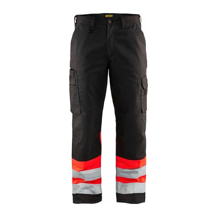 BLAKLÄDER® unisex Warnschutzhose 1564 schwarz, leuchtrot Größe 54