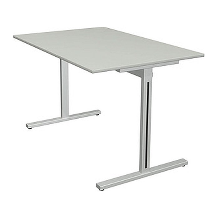 Kerkmann Form 1 Schreibtisch lichtgrau rechteckig, T-Fuß-Gestell silber 120,0 x 80,0 cm
