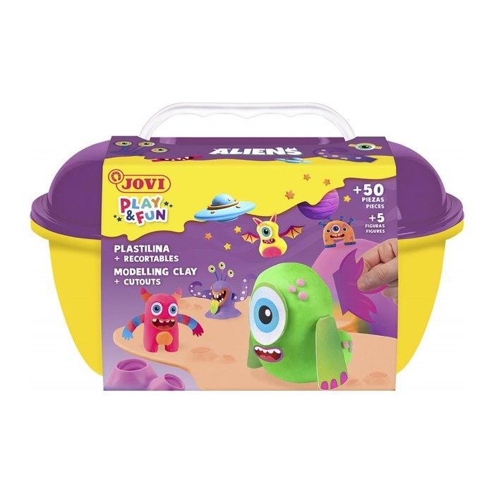 JOVI Modelliermasse Play & Fun Plastilina Aliens mehrfarbig