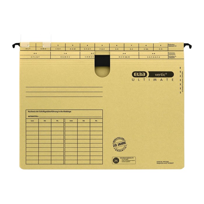 ELBA Hängehefter vertic ULTIMATE Karton naturbraun DIN A4 1x kaufmännische BZ-Heftung, 25 St.