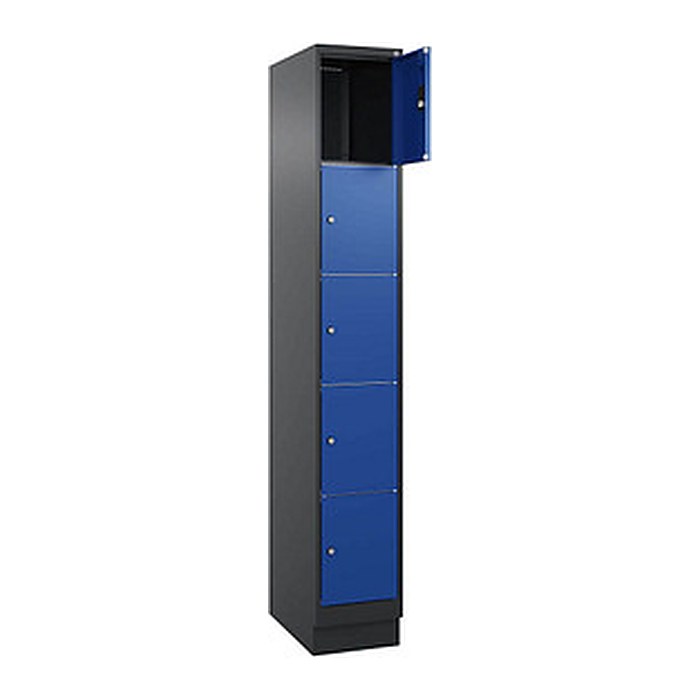 CP Schließfachschrank Classic PLUS enzianblau, schwarzgrau 080020-105 S10031, 5 Schließfächer 30,0 x 50,0 x 195,0 cm