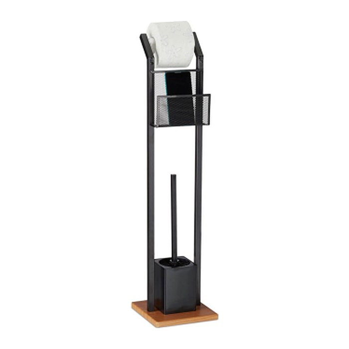 relaxdays WC-Garnitur schwarz, braun Metall, 1 St.