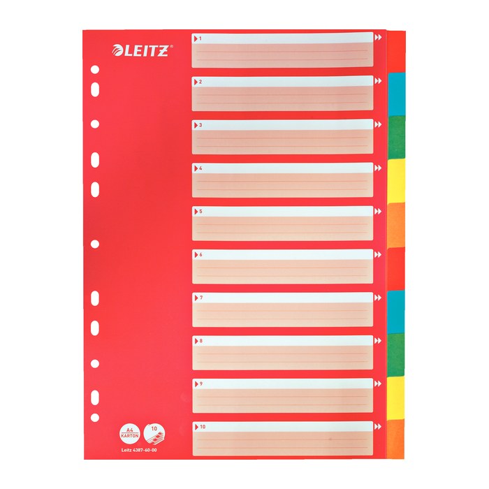 LEITZ Ordnerregister DIN A4 Vollformat blanko rot 10-teilig, 1 Satz