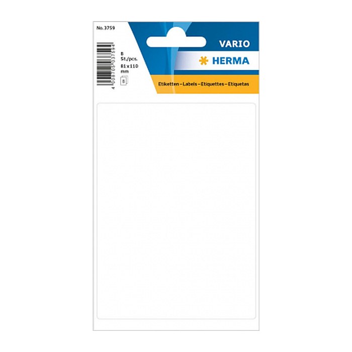 HERMA Etiketten 3759 weiß 81,0 x 110,0 mm, 10 Beutel