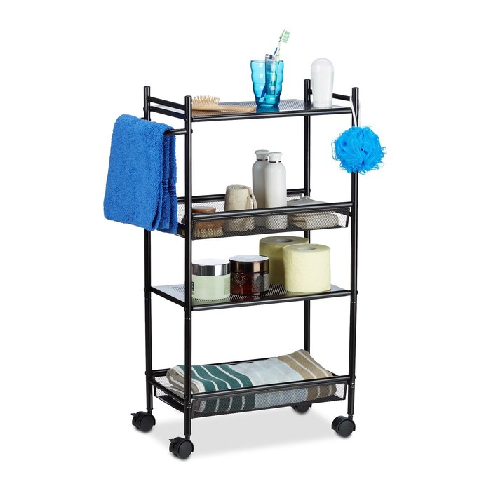 relaxdays Etagenwagen schwarz 50,0 x 25,0 x 81,0 cm