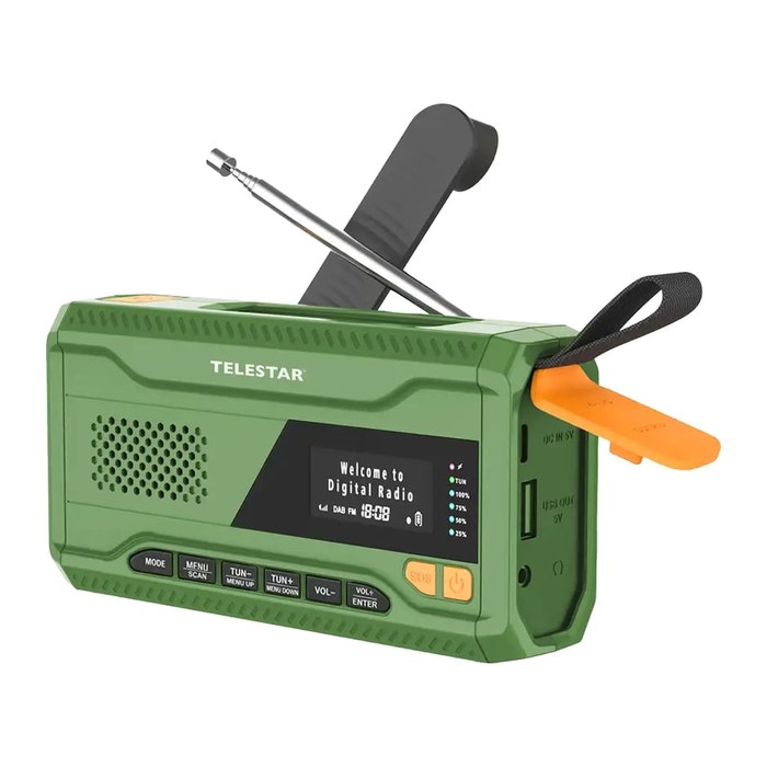 TELESTAR TOP NR 5 Grün Kompaktes Notfallradio, BT, Audio-Str
