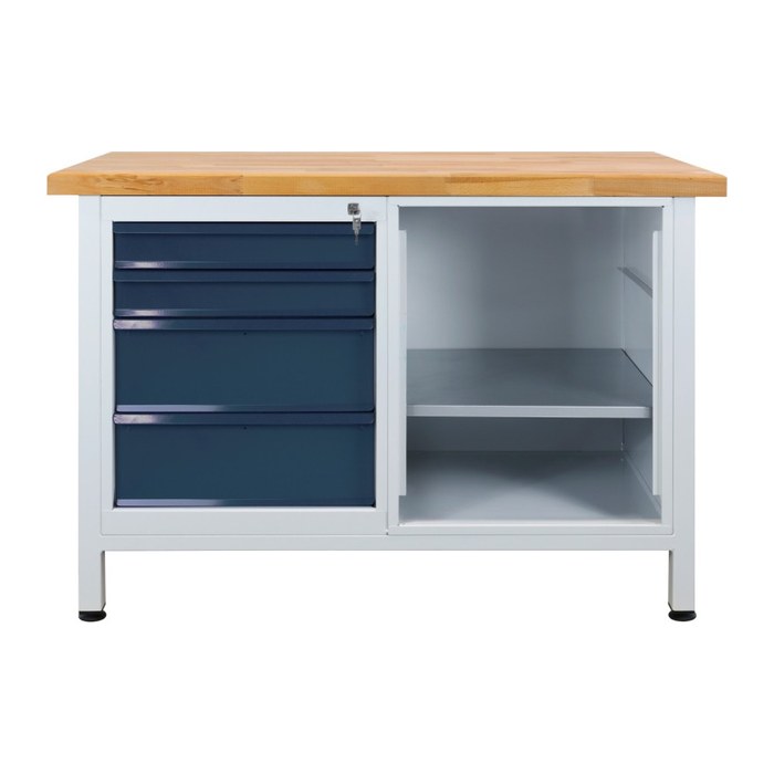 ADB Werkbank lichtgrau, anthrazitgrau 4 Schubladen 120,0 x 60,0 x 84,0 cm