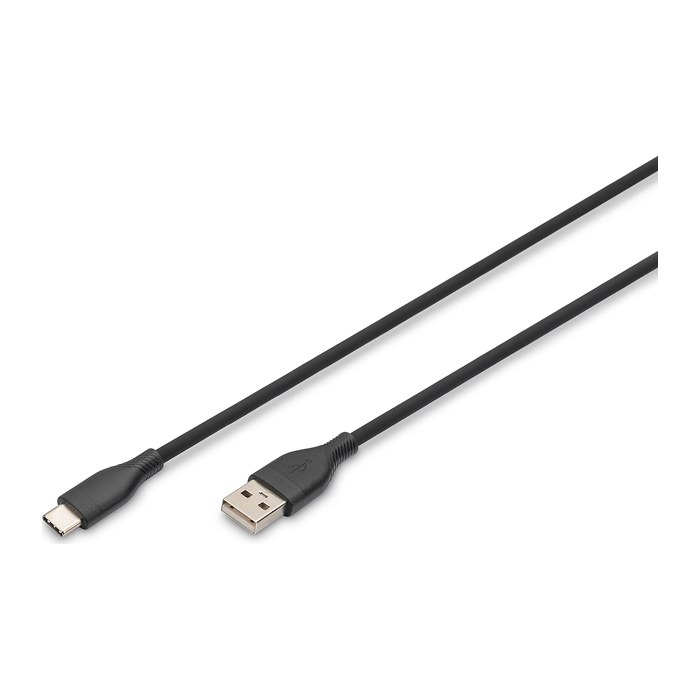 DIGITUS USB 2.0 Kabel Typ C -A Silikon St/St 1m schwarz