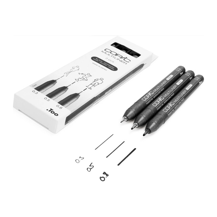 COPIC® Multiliner Fineliner schwarz 0.05 + 0.1 + 0.3 mm, 3 St.